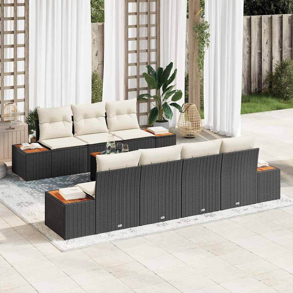 JUNG Vida Gartensofa-set mit Kissen 8 pcs Schwarz Poly Rattan