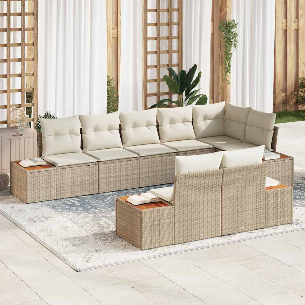 JUNG Vida Gartensofa-set mit Kissen 8 pcs Beige Poly Rattan