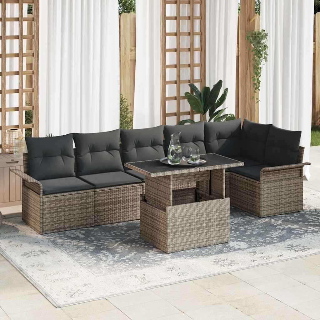 JUNG Vida Gartensofa-set mit Kissen 7 pcs Grau Poly-Rattan