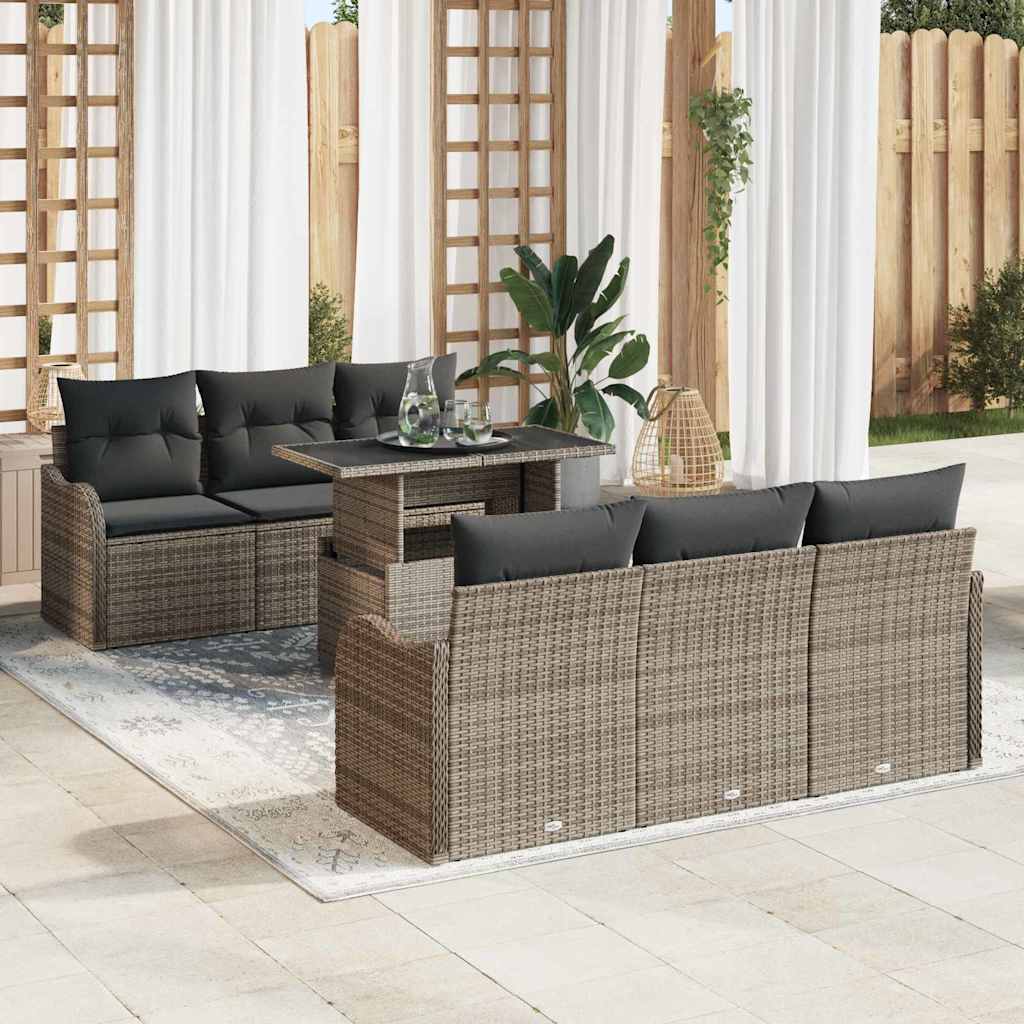 JUNG Vida Gartensofa-set mit Kissen 7 pcs Grau Poly-Rattan