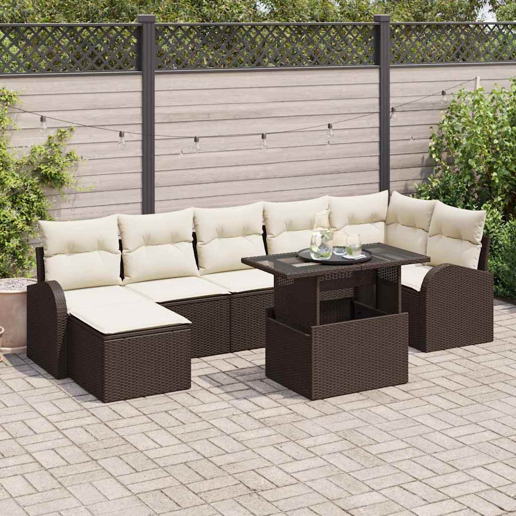 JUNG Vida Garten-Sofa-Set mit Kissen 8 pcs Braun und Creme