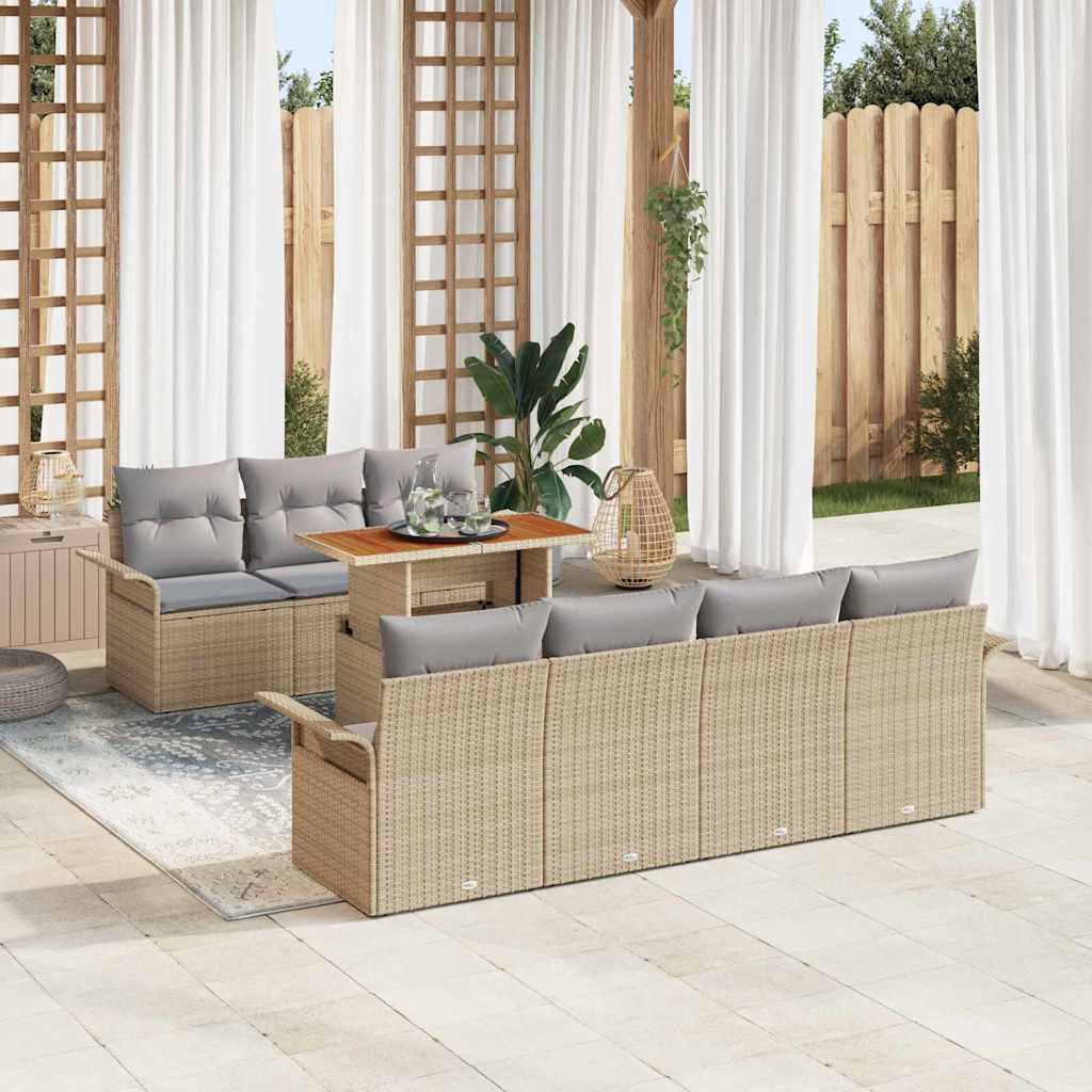 JUNG Vida Garten-Sofa-Set mit Kissen 8 pcs Beige und Hellgrau