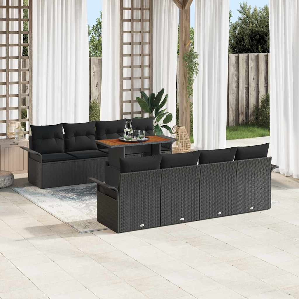 JUNG Vida Gartensofa-set mit Kissen 7 pcs Schwarz Poly-Rattan