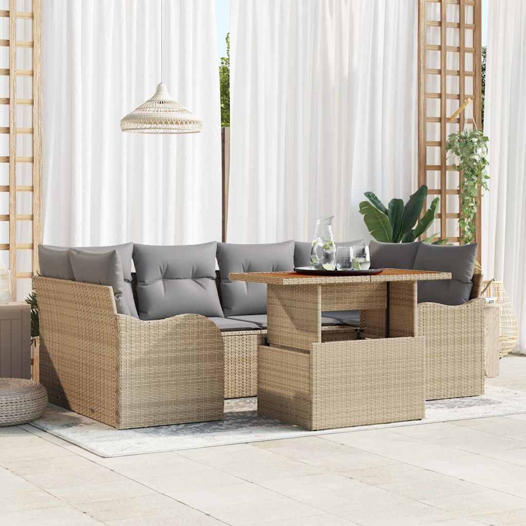 JUNG Vida Garten-Sofa-Set mit Kissen 7 pcs Beige und Hellgrau