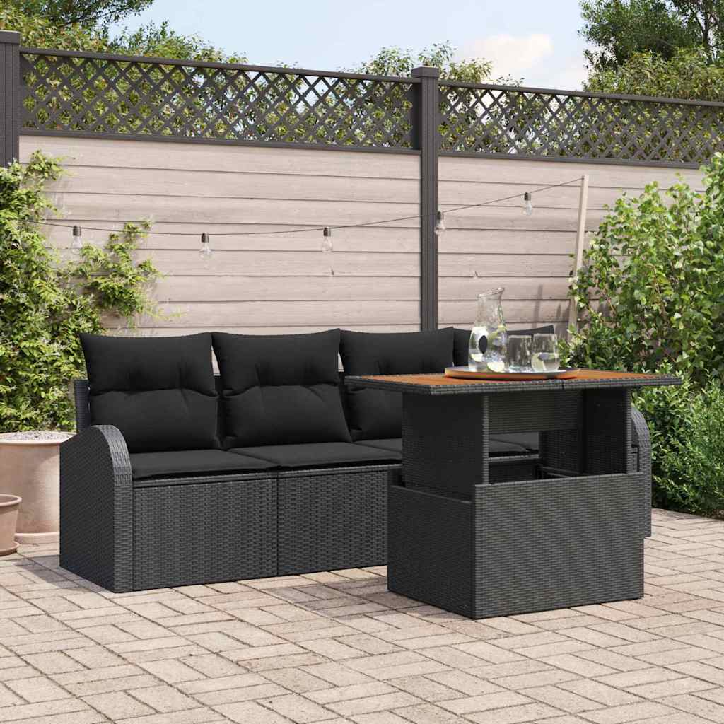JUNG Vida Garten-Sofa-Set mit Kissen 5 pcs Schwarz