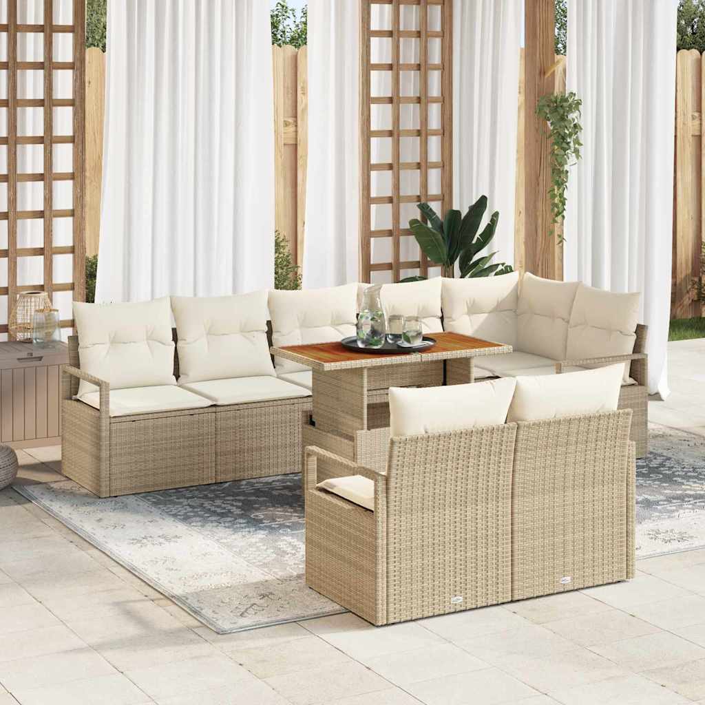 JUNG Vida Garten-Sofa-Set mit Kissen mit Kissen 9 pcs Beige und Creme
