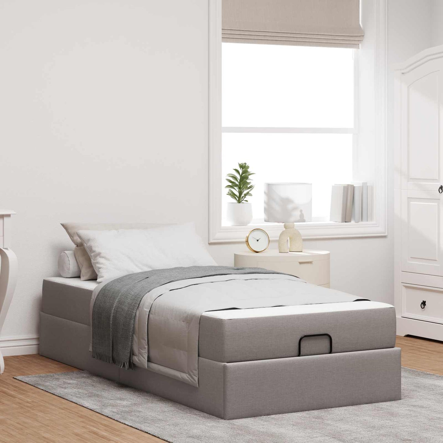 JUNG Vida Bettgestell mit Matratze mit Matratze 2 pcs Taupe Stoff