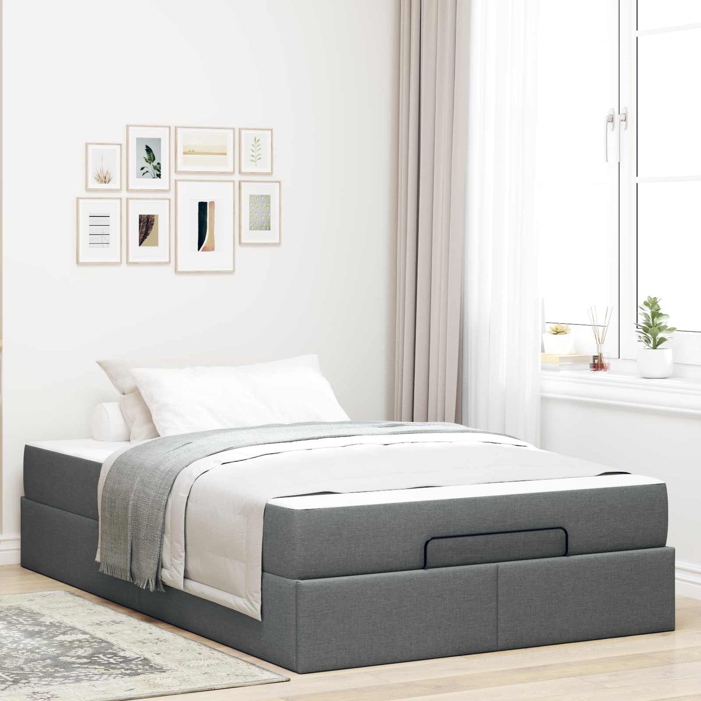 JUNG Vida Bettgestell mit Matratze mit Matratze 2 pcs Dunkelgrau Stoff