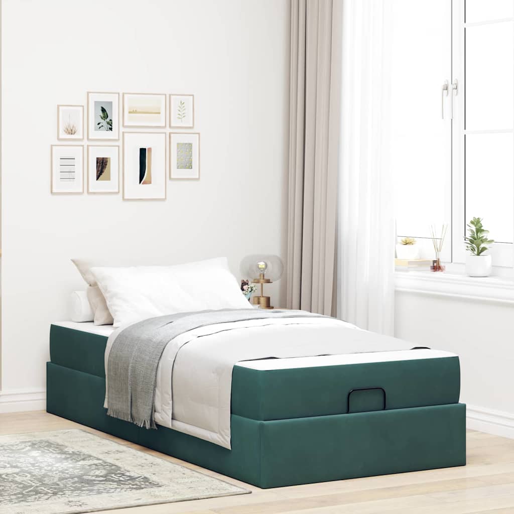 JUNG Vida Bettgestell mit Matratze mit Matratze 2 pcs Grün Samt