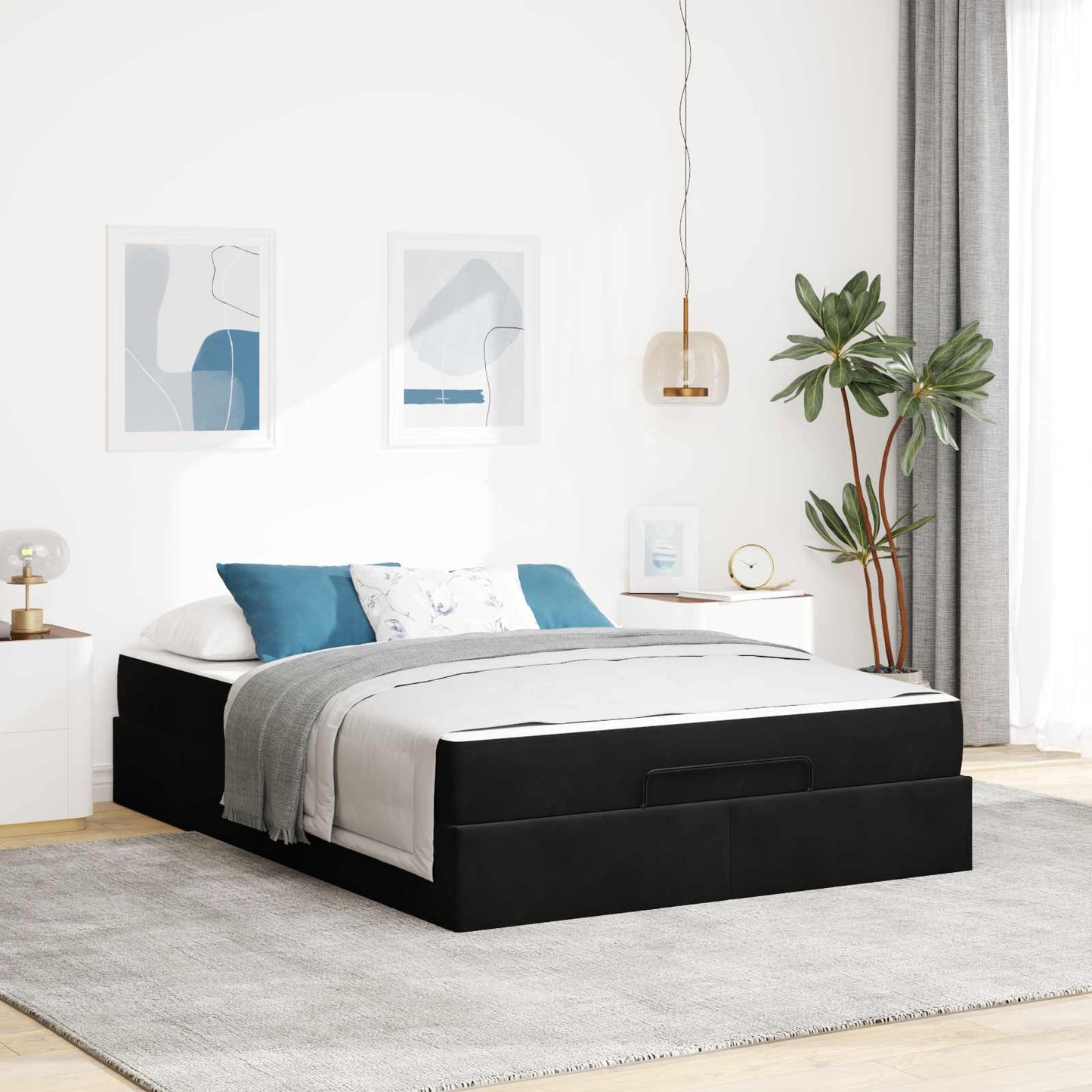 JUNG Vida Bettgestell mit Matratze mit Matratze 2 pcs Schwarz Samt
