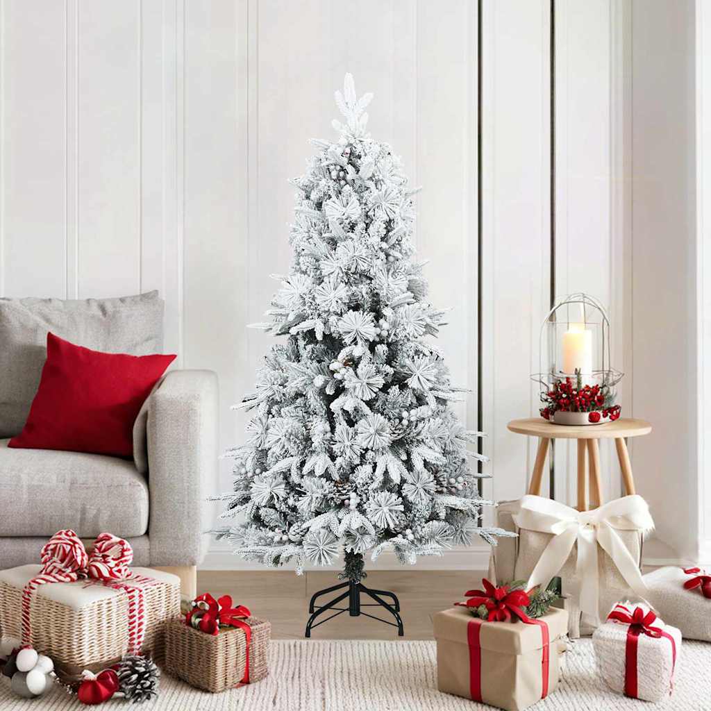 JUNG Vida Künstlicher Scharnier-Weihnachtsbaum schneebedeckt Weiß 150 cm