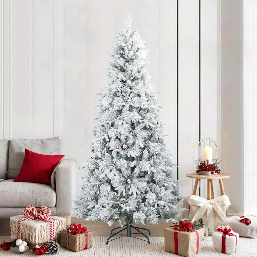 JUNG Vida Künstlicher Scharnier-Weihnachtsbaum schneebedeckt Weiß 210 cm