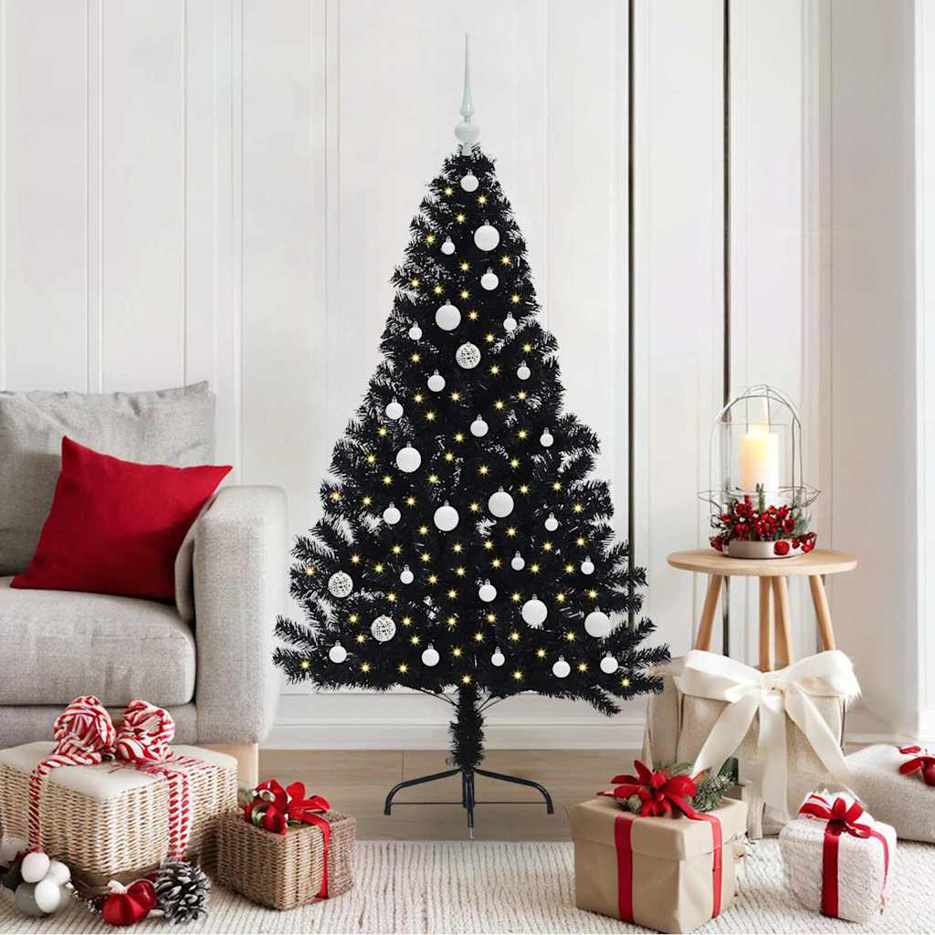 JUNG Vida Künstlicher vorbeleuchteter Weihnachtsbaum Schwarz 150 cm PVC