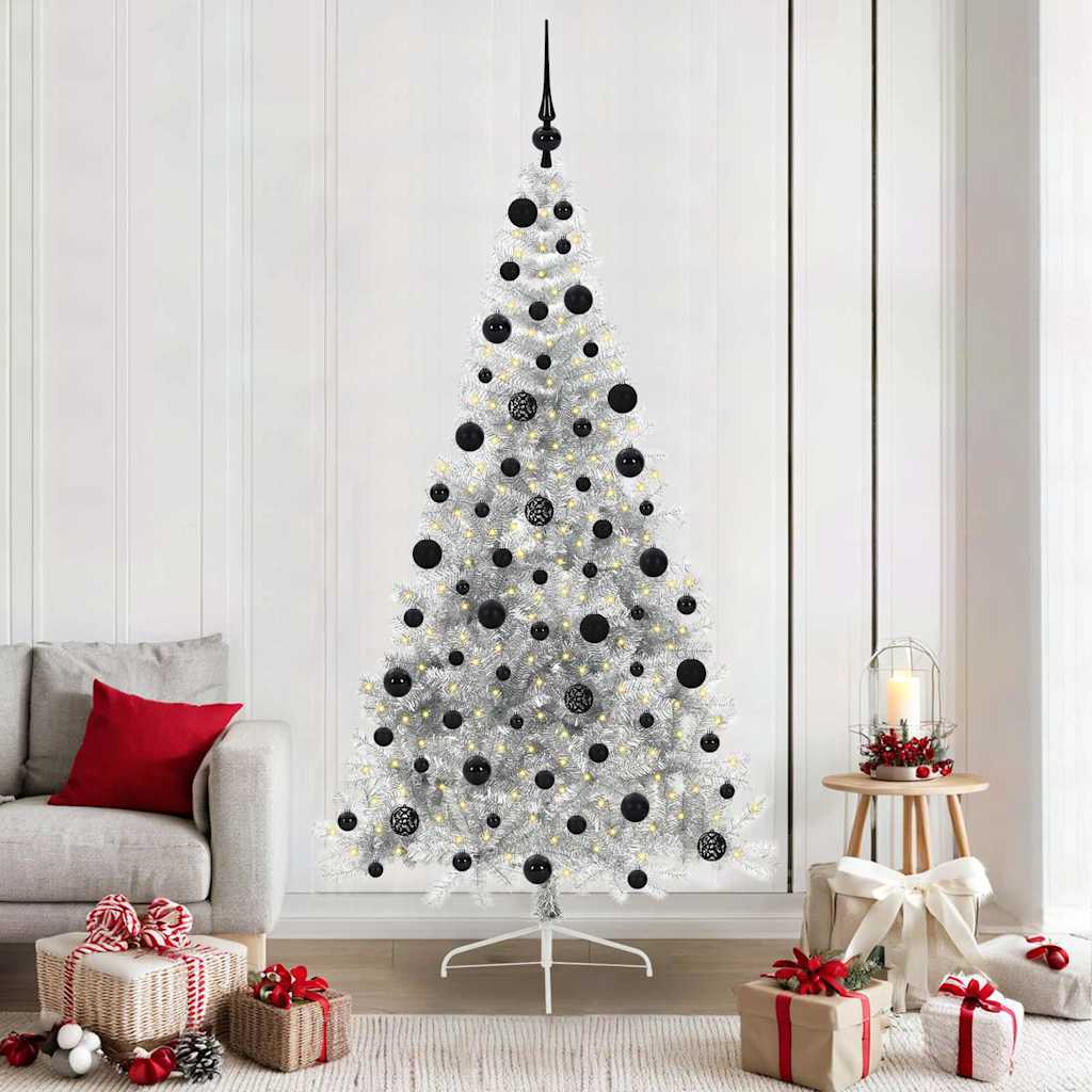 JUNG Vida Künstlicher vorbeleuchteter Weihnachtsbaum Silber 210 cm PET