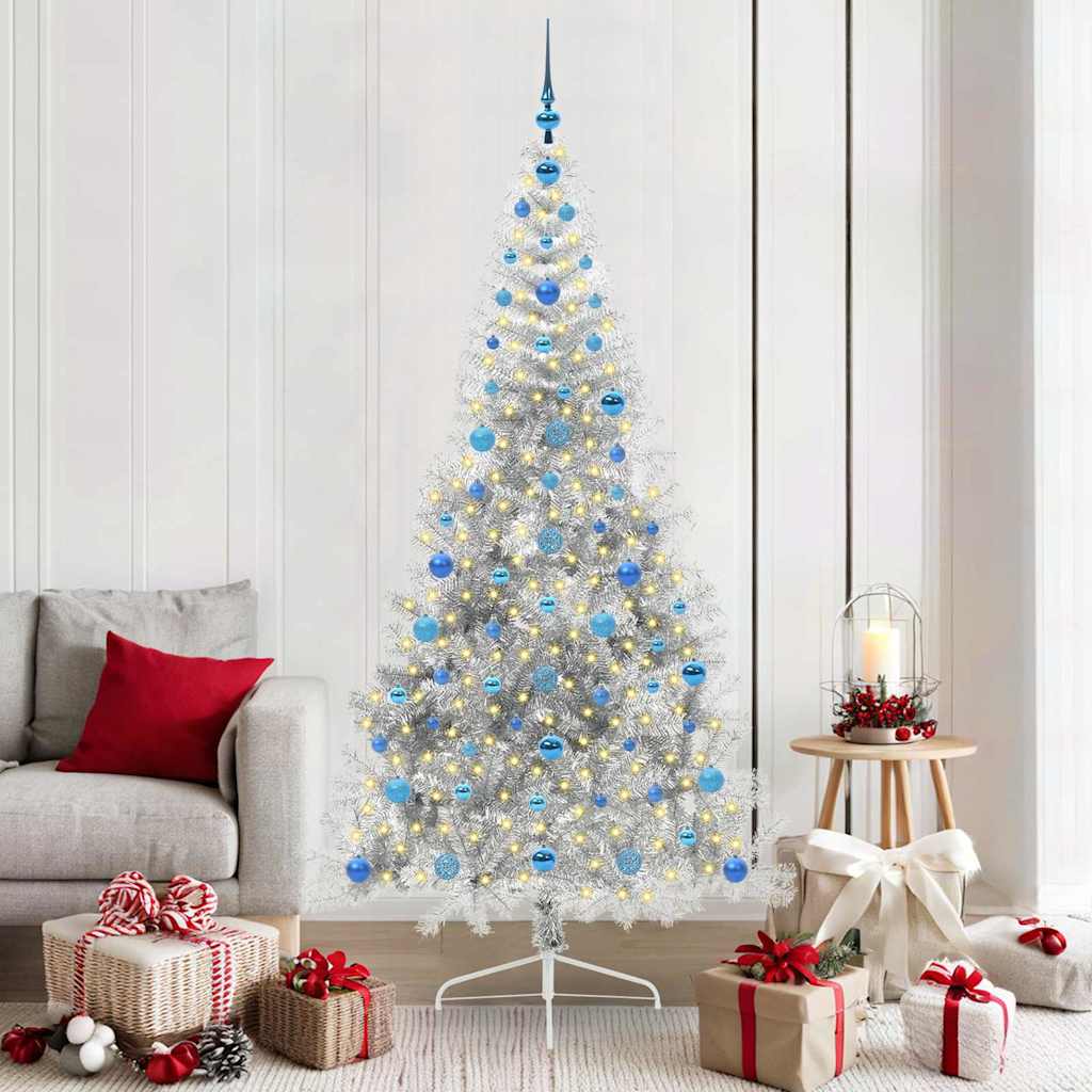 JUNG Vida Künstlicher vorbeleuchteter Weihnachtsbaum Silber 210 cm PET