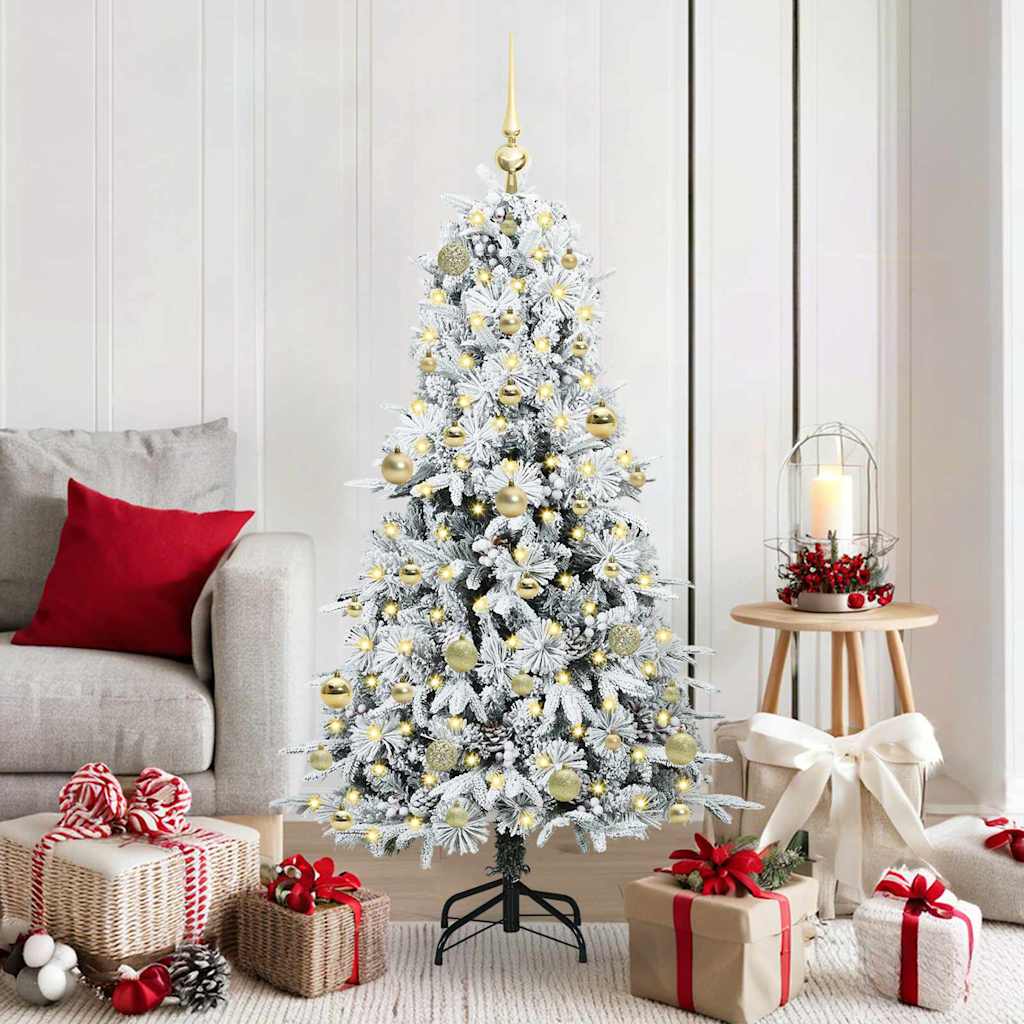 JUNG Vida Künstlicher klappbarer Weihnachtsbaum Weiß 150 cm PE und PVC