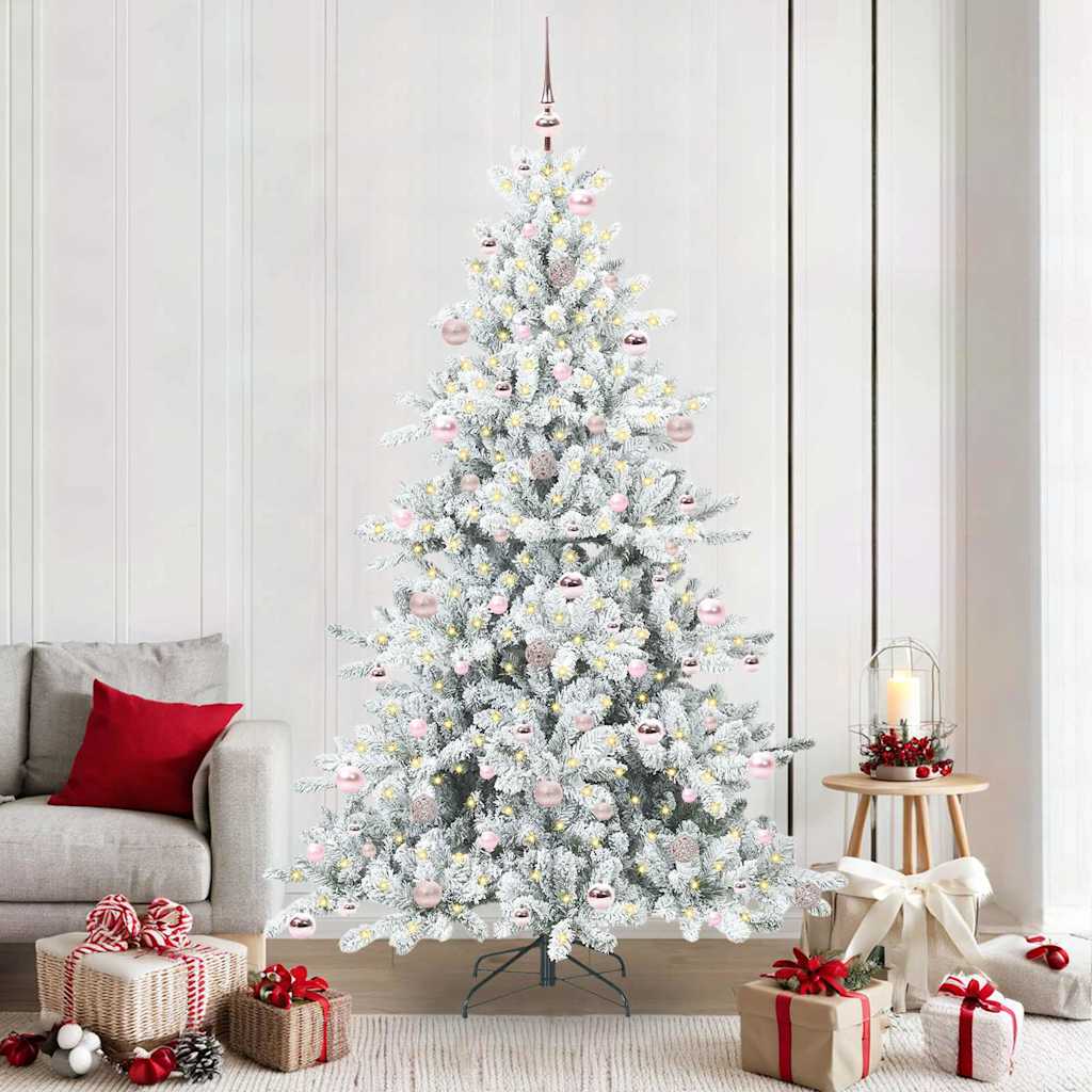 JUNG Vida Künstlicher klappbarer Weihnachtsbaum Weiß 210 cm PVC und Stahl