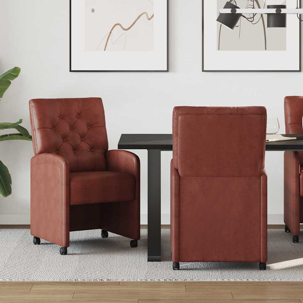 JUNG Vida Esszimmerstühle mit Rollen 2 pcs Glänzendes Braun Kunstleder