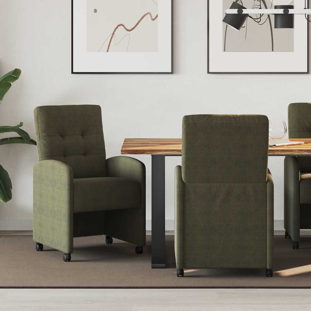 JUNG Vida Esszimmerstühle mit Rollen 2 pcs Armeegrün 58 x 67 x 97 cm