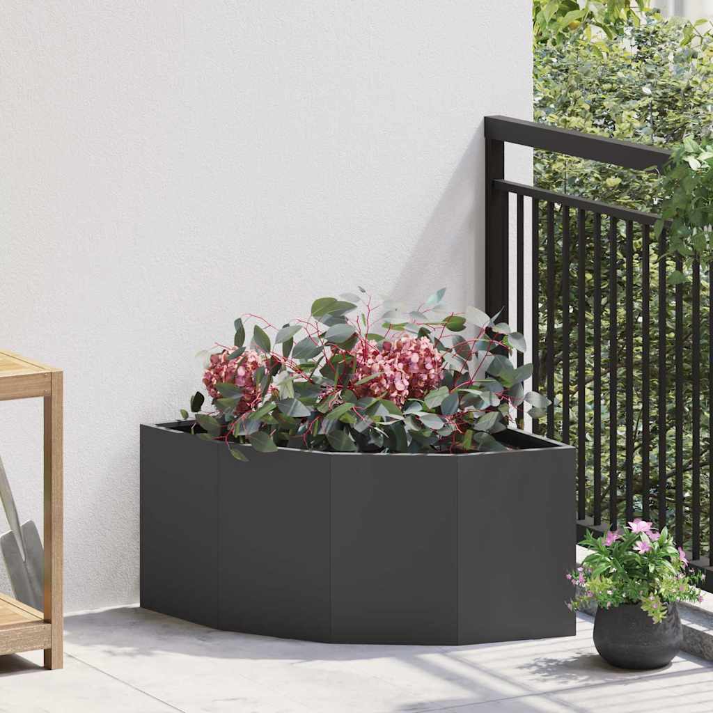 JUNG Vida Eckpflanzer Schwarz 60 x 60 x 35 cm Stahl
