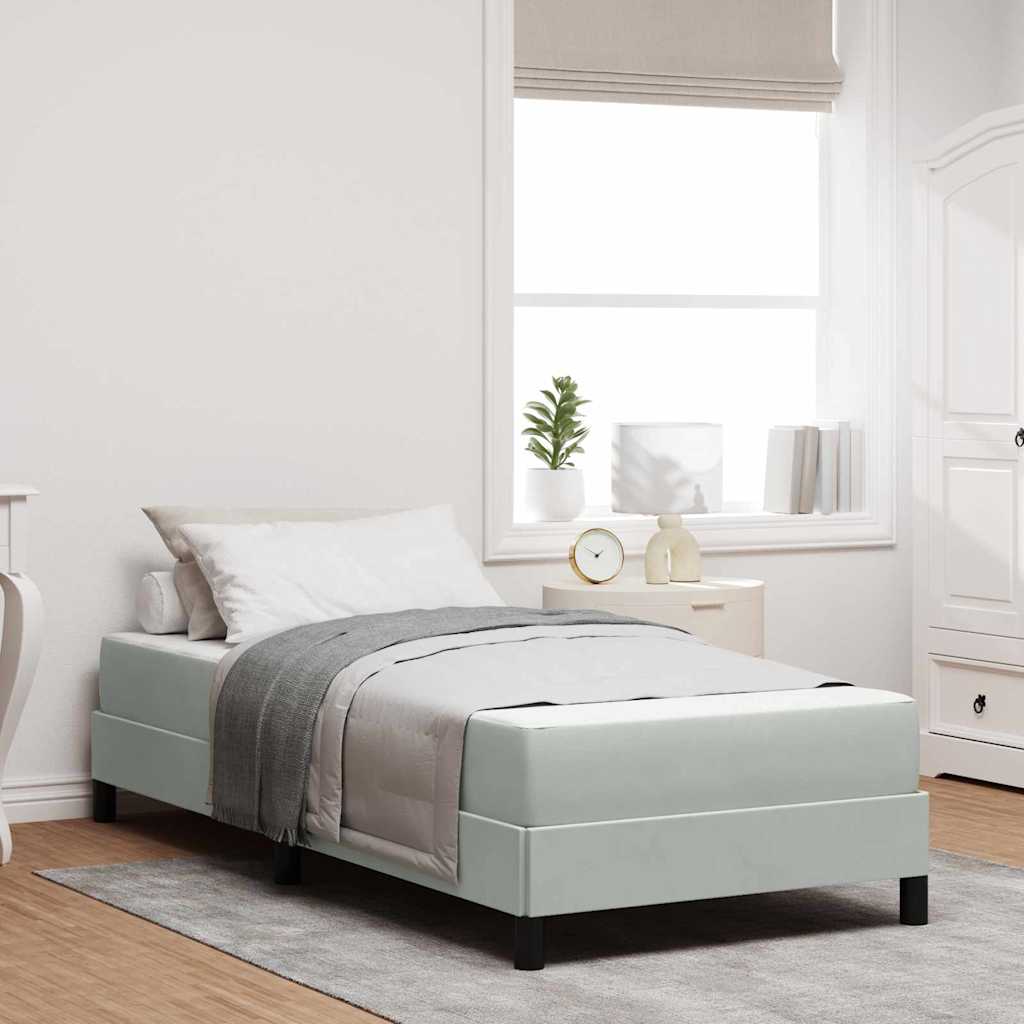 JUNG Vida Boxspringbett mit Matratze Hellgrau 90 x 220 cm Stoff