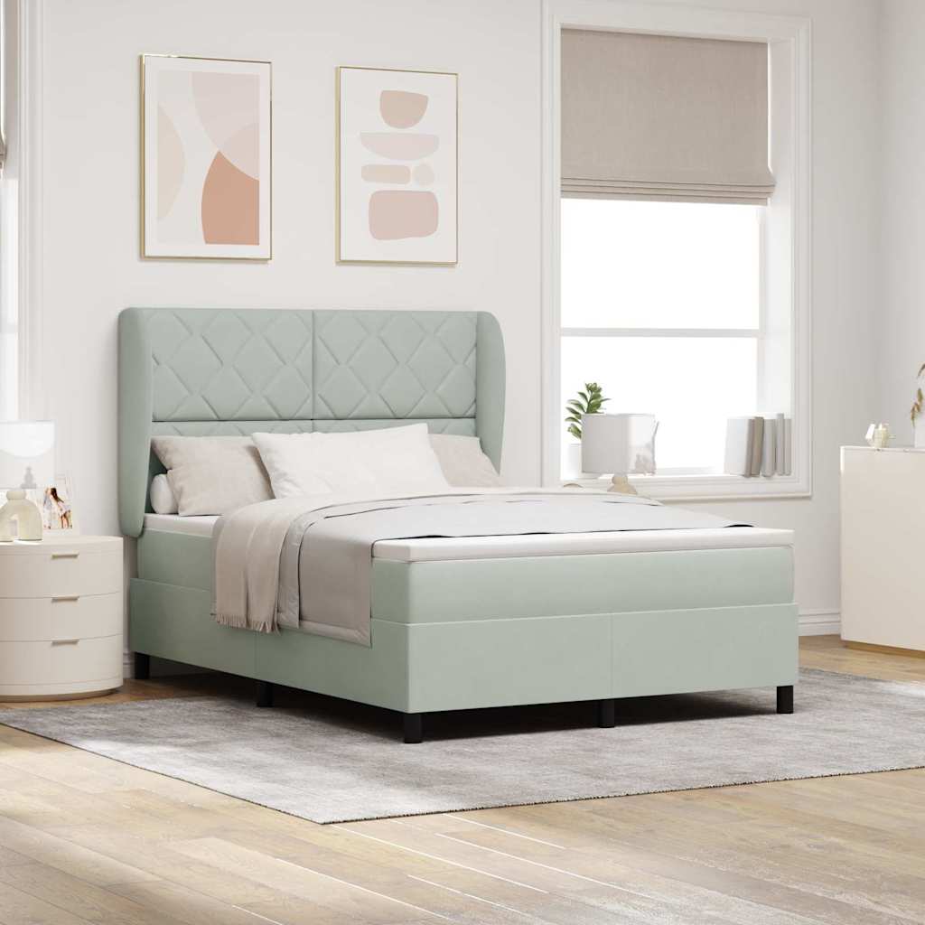 JUNG Vida Boxspringbett mit Matratze Hellgrau 200 x 140 cm Polyester