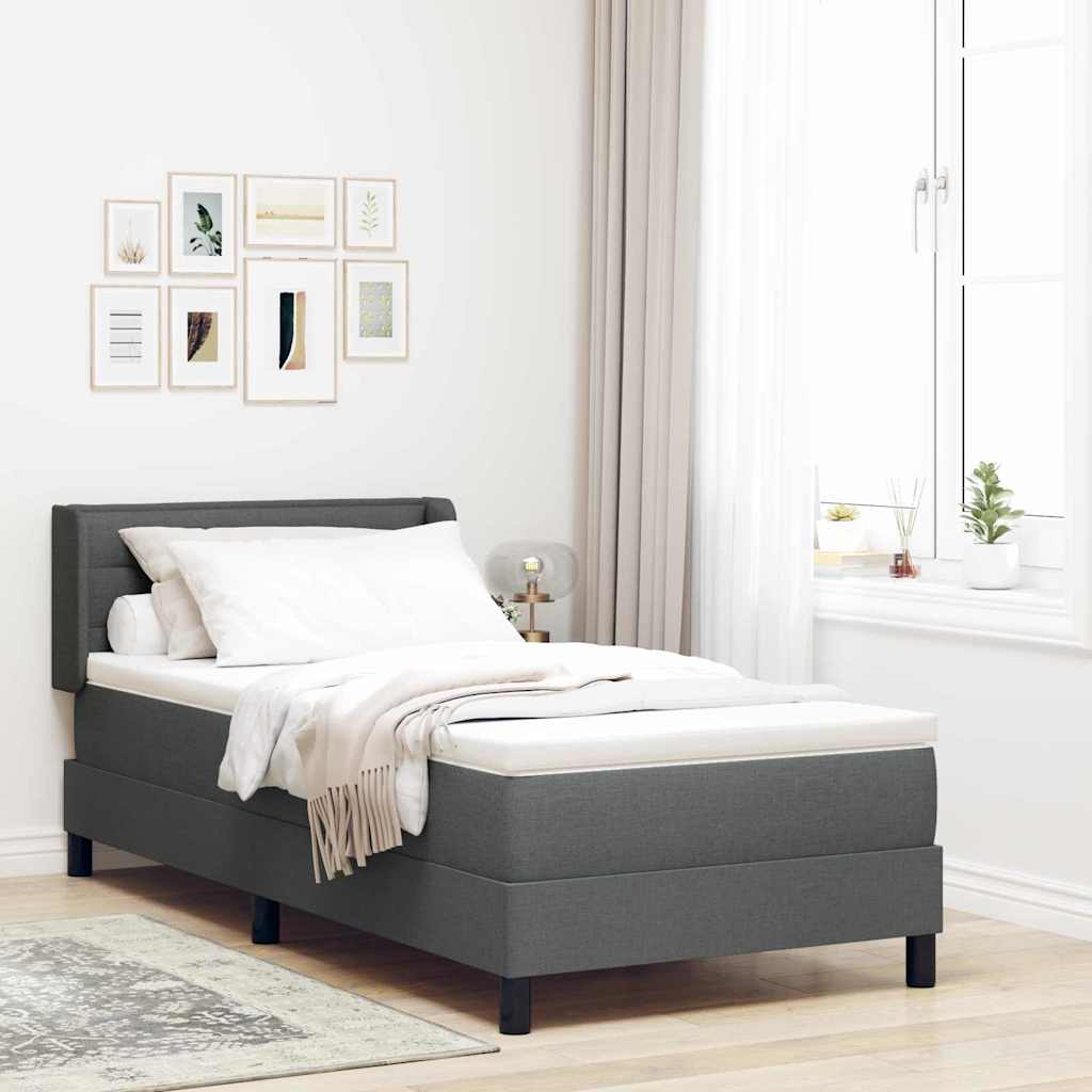 JUNG Vida Boxspringbett mit Matratze Dunkelgrau 200 x 90 cm Polyester