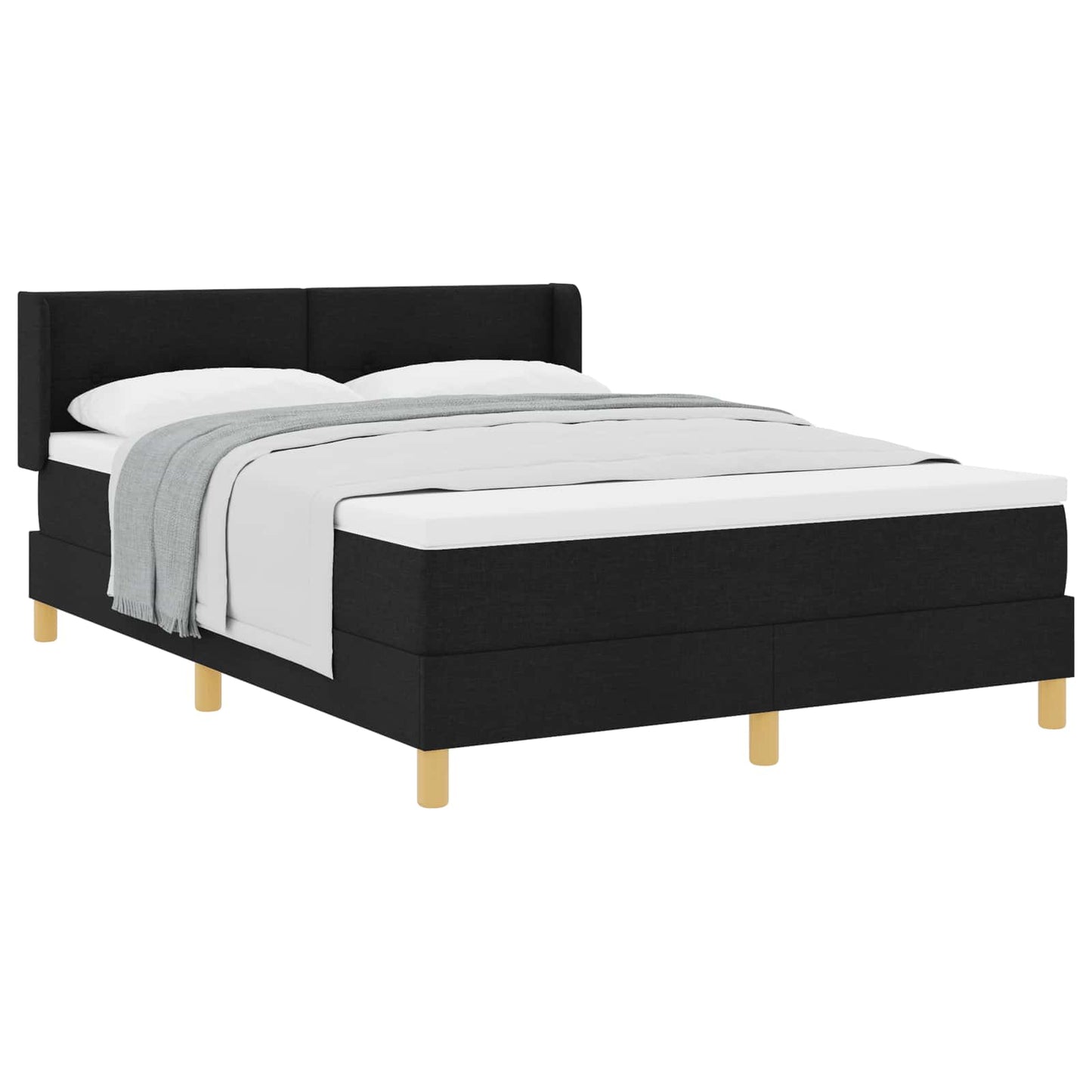 JUNG Vida Boxspringbett mit Matratze Schwarz 200 x 140 cm Polyester