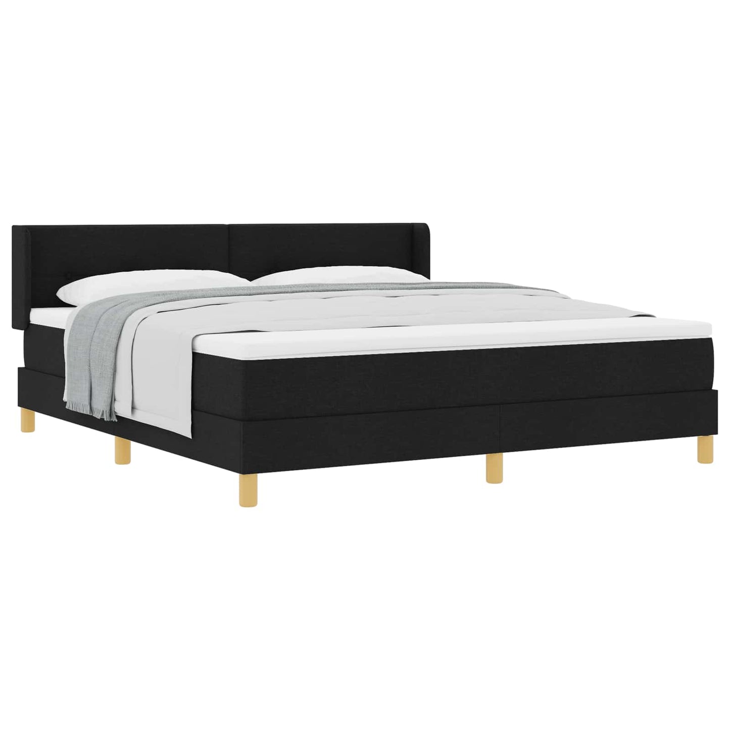 JUNG Vida Boxspringbett mit Matratze Schwarz 200 x 180 cm Polyester