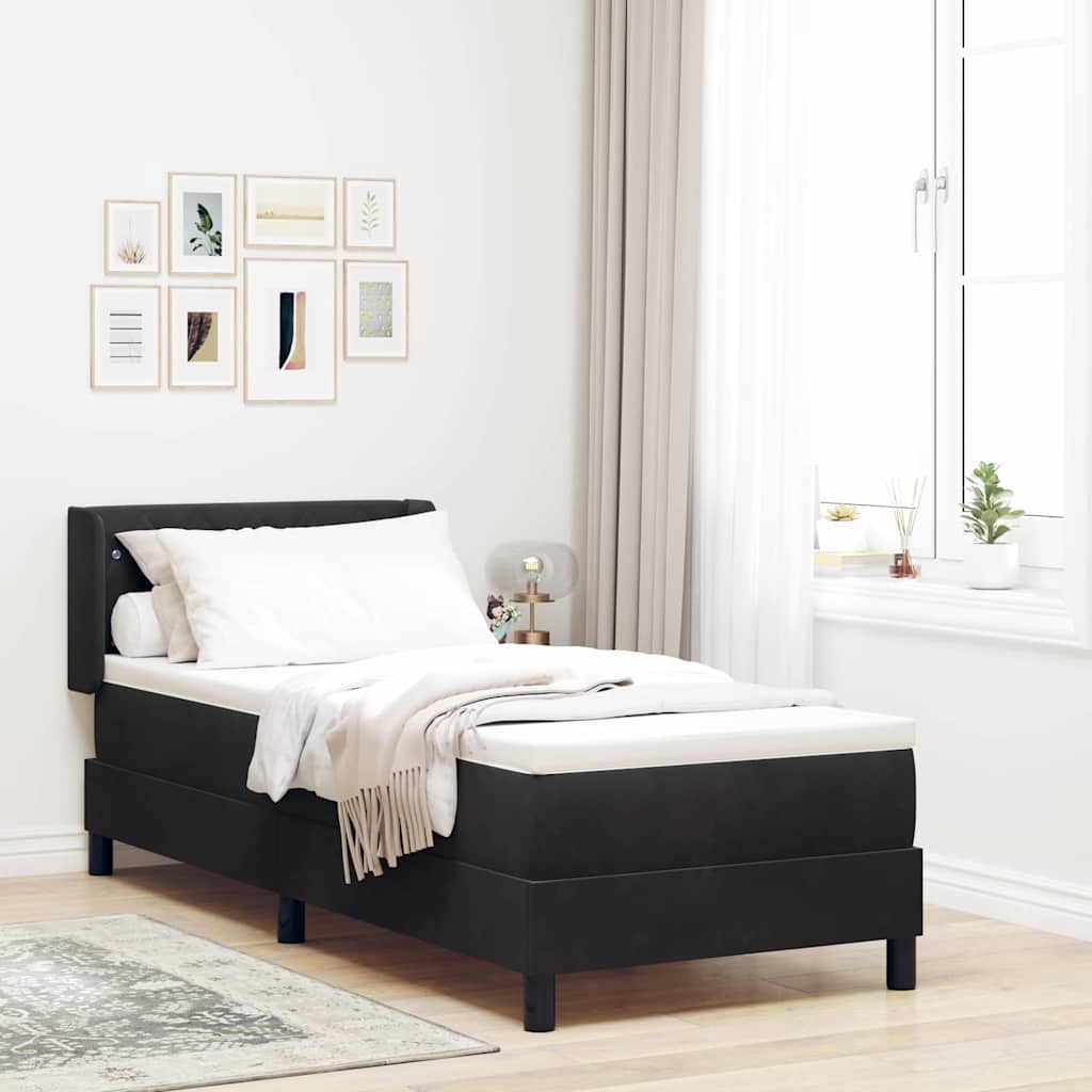 JUNG Vida Boxspringbett mit Matratze Schwarz 200 x 80 cm Polyester