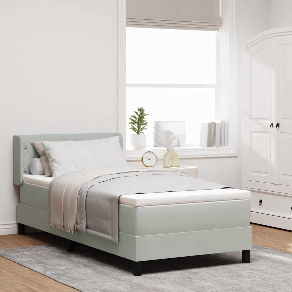 JUNG Vida Boxspringbett mit Matratze Hellgrau 200 x 90 cm Polyester