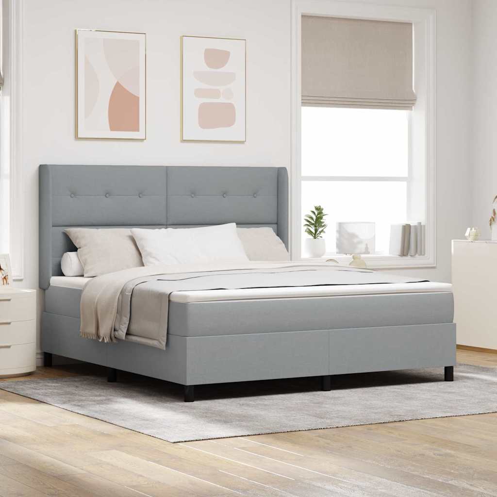 JUNG Vida Boxspringbett mit Matratze Hellgrau 180 x 200 cm Stoff