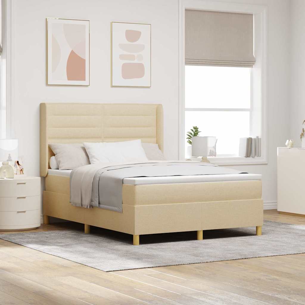 JUNG Vida Boxspringbett mit Matratze Creme 160 x 200 cm Stoff