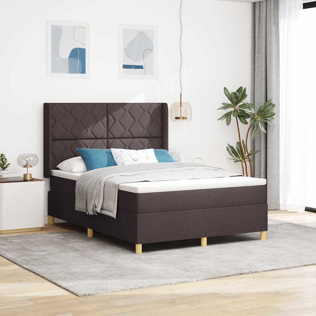 JUNG Vida Boxspringbett mit Matratze Dunkelbraun 160 x 200 cm Stoff