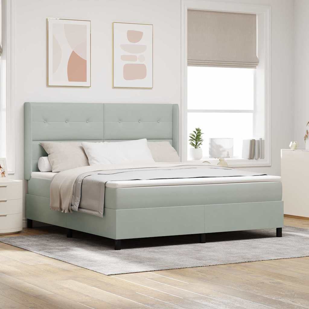 JUNG Vida Boxspringbett mit Matratze Hellgrau 180 x 200 cm Samt