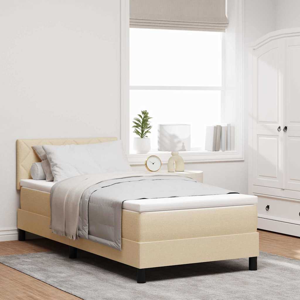 JUNG Vida Boxspringbett mit Matratze mit LED Creme 100 x 200 cm Stoff
