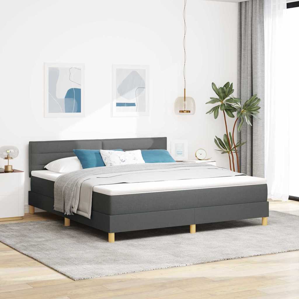 JUNG Vida LED Boxspringbett mit Matratze Dunkelgrau 180 x 200 cm Stoff