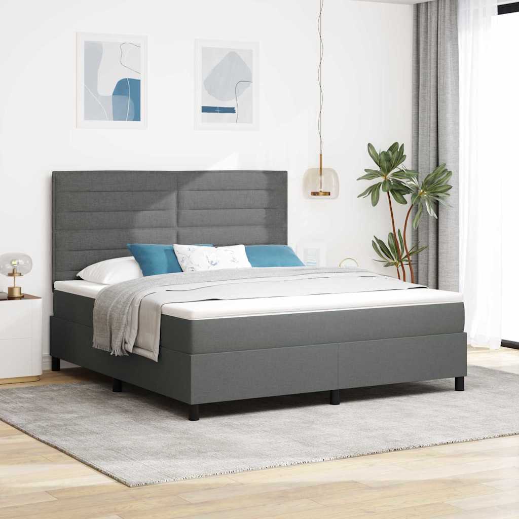 JUNG Vida Boxspringbett mit Matratze Dunkelgrau 180 x 200 cm Stoff