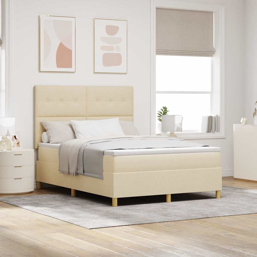 JUNG Vida LED Boxspringbett mit Matratze Creme 160 x 200 cm Stoff