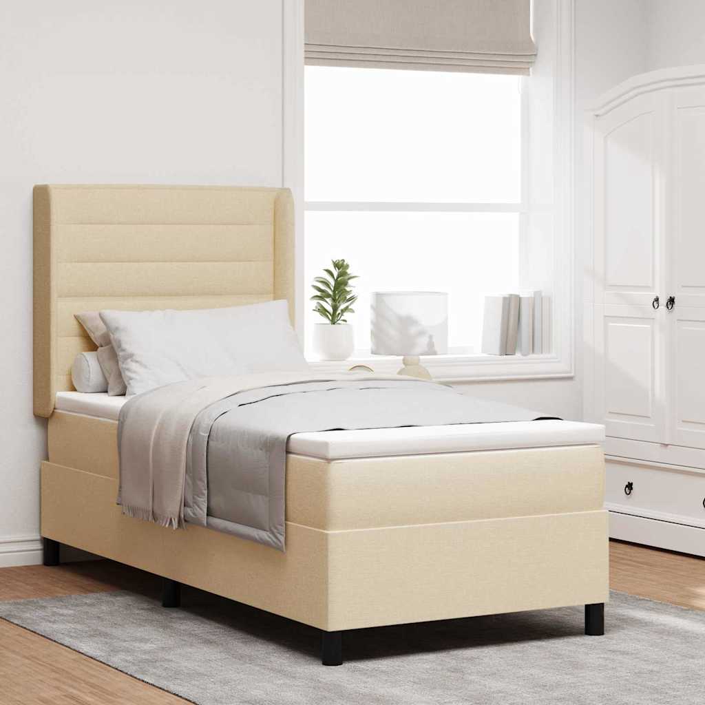 JUNG Vida LED Boxspringbett mit Matratze Creme 80 x 200 cm Stoff