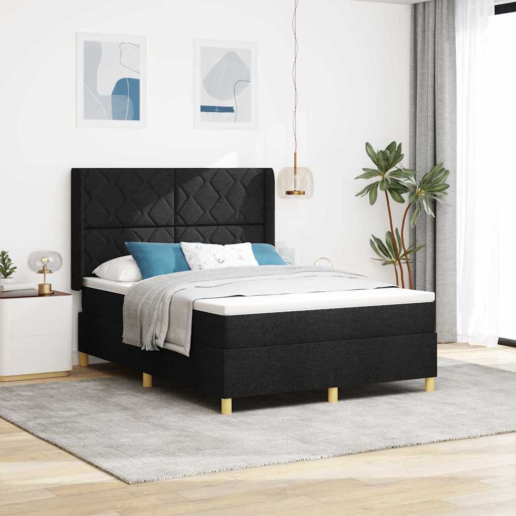 JUNG Vida Boxspringbett mit Matratze Schwarz 160 x 200 cm Stoff