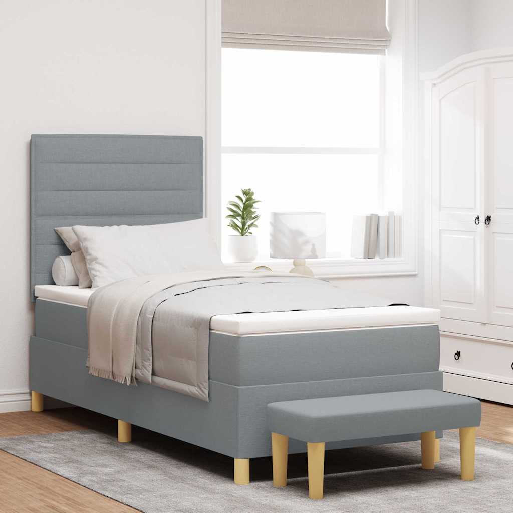 JUNG Vida Boxspringbett mit Matratze Hellgrau 90 x 200 cm Stoff