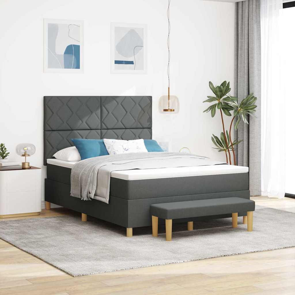 JUNG Vida Boxspringbett mit Matratze Dunkelgrau 160 x 200 cm Stoff