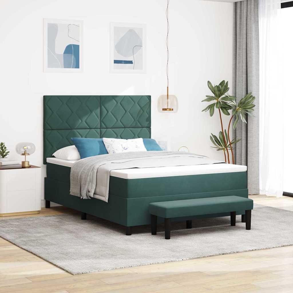 JUNG Vida Boxspringbett mit Matratze Dunkelgrün 160 x 200 cm Samt