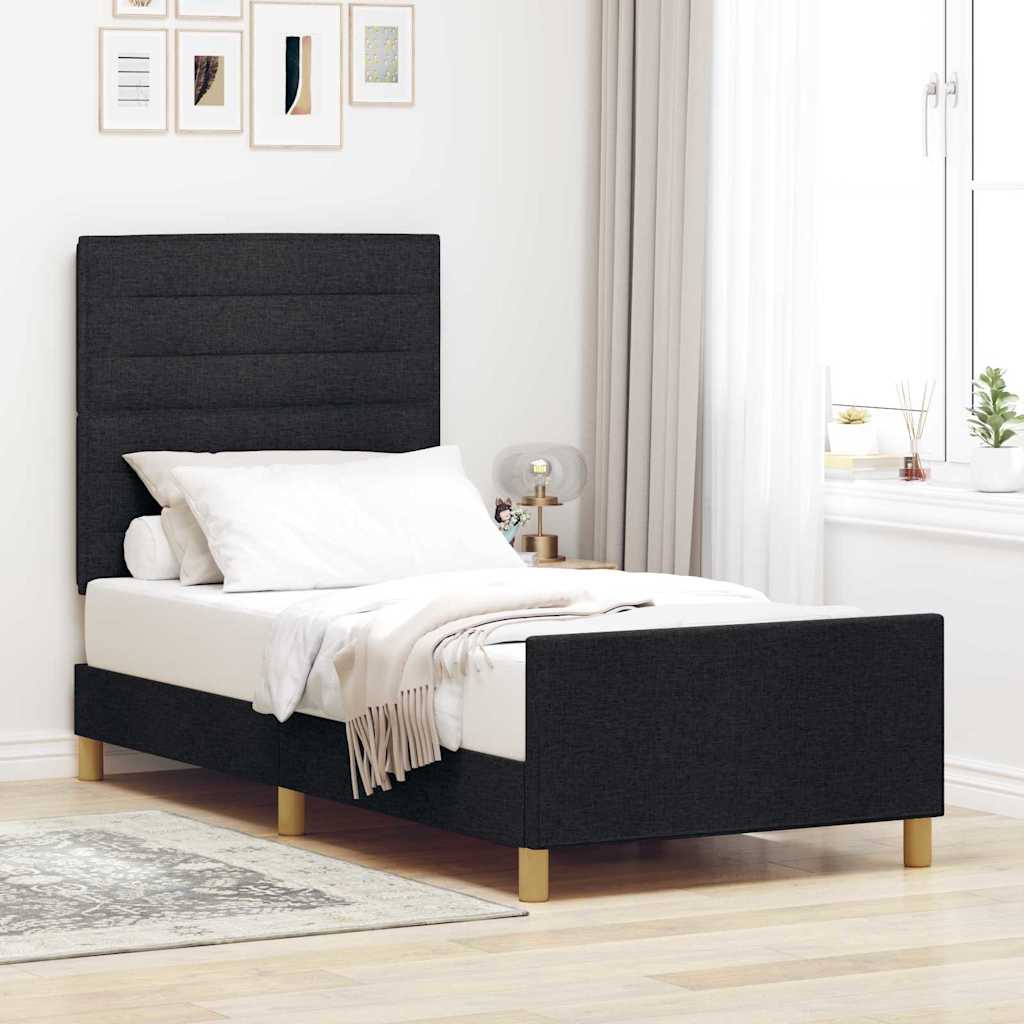 JUNG Vida Bettgestell mit Kopfteil Schwarz 80 x 200 cm Stoff