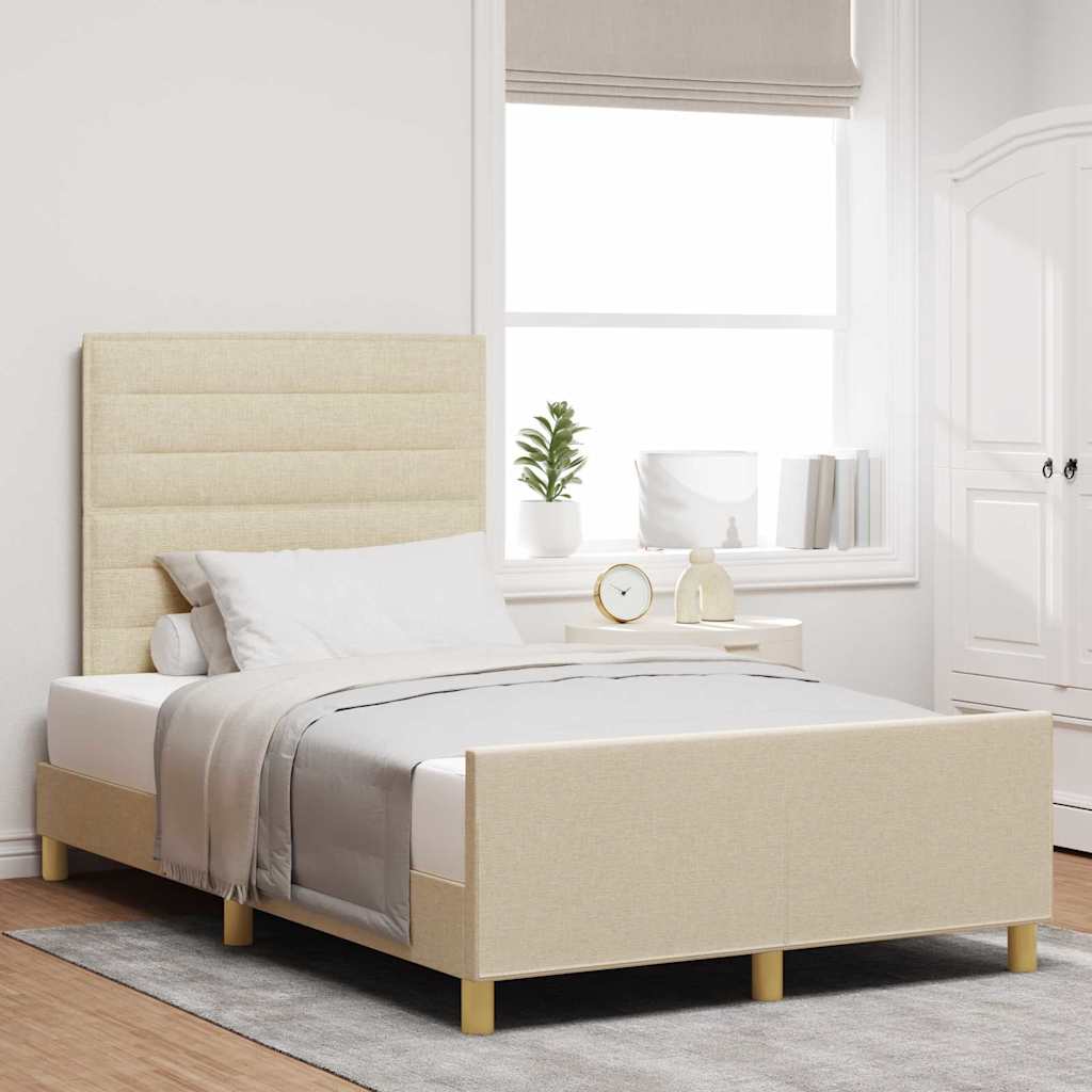 JUNG Vida Bettgestell mit Kopfteil Creme 120 x 190 cm Stoff