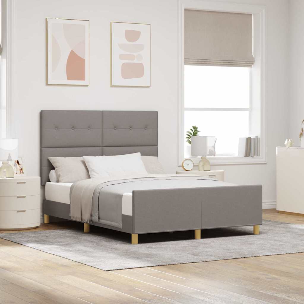 JUNG Vida Bettgestell mit Kopfteil Taupe 140 x 190 cm Stoff