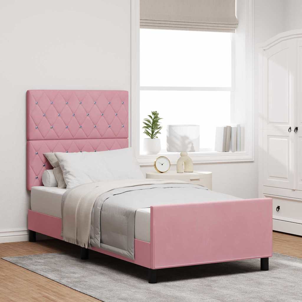 JUNG Vida Boxspringbett mit Kopfteil Rosa 100 x 200 cm Samt