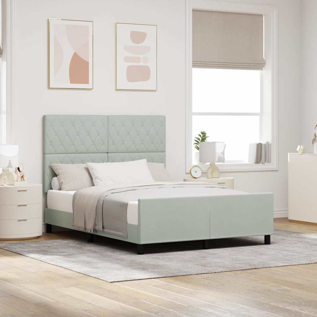 JUNG Vida Boxspringbett mit Kopfteil Hellgrau 140 x 200 cm Samt