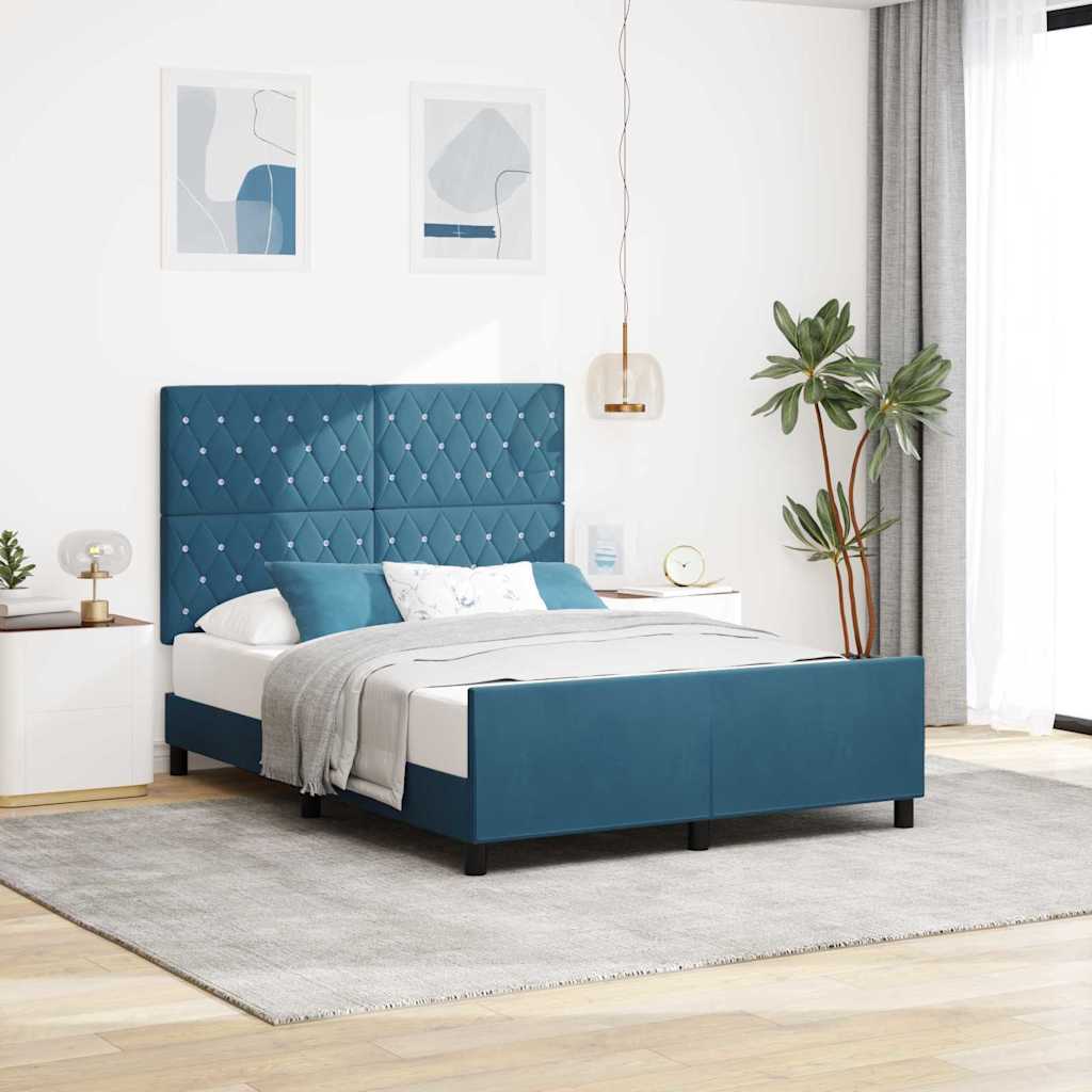 JUNG Vida Boxspringbett mit Kopfteil Dunkelblau 160 x 200 cm Samt